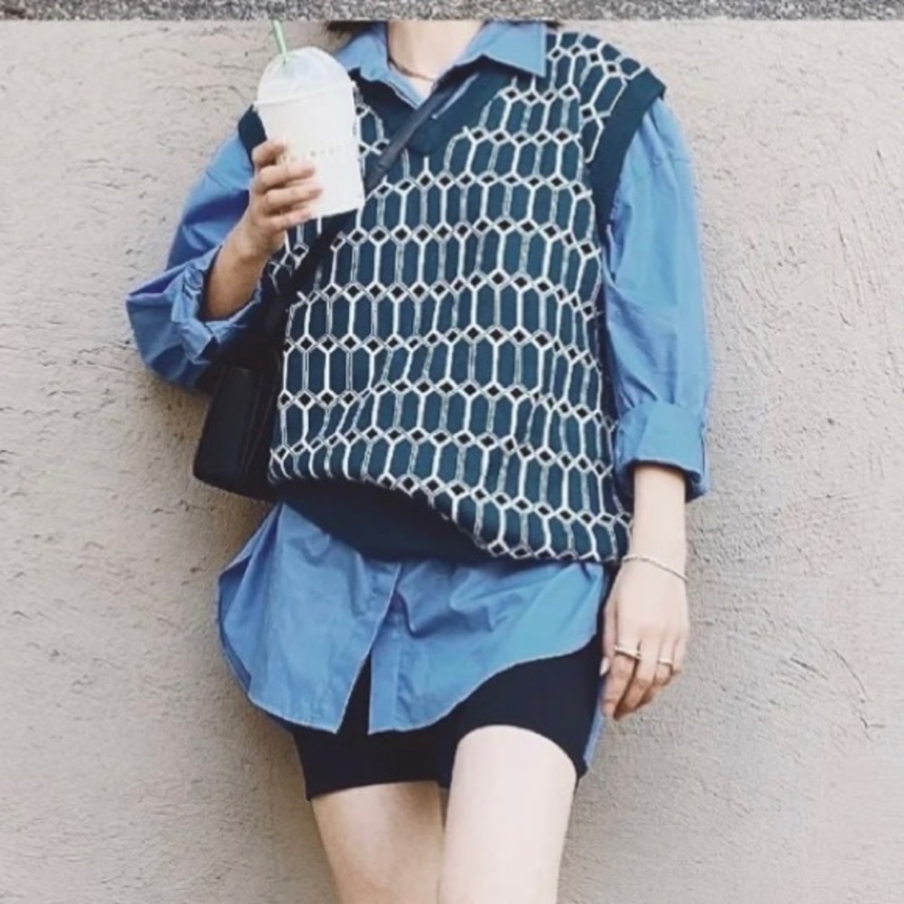 100% wool blue vest